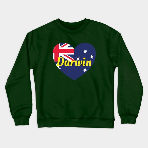 Darwin Australia Australian Flag Heart Crewneck Sweatshirt by DPattonPD